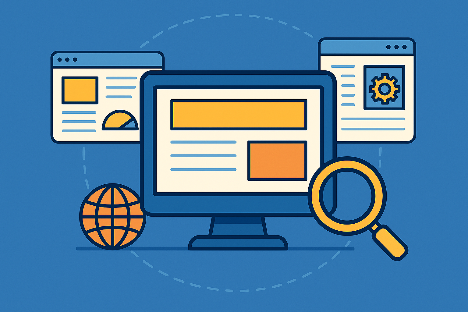 Illustration of focused micro websites designed to rank fast and monetize simply