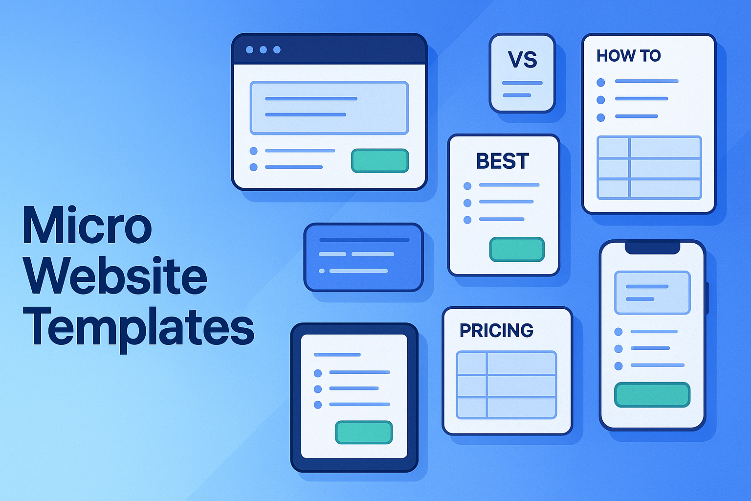 Micro website templates — copy-ready blocks for Home, Best, VS, How-to, Tools and Pricing