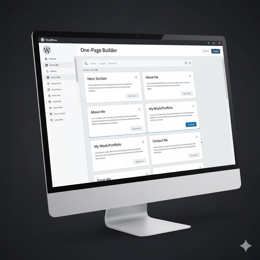 A clean, modern illustration of a wordpress one page website.